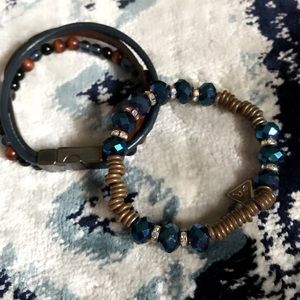 2x1..... bracelets leather and stones